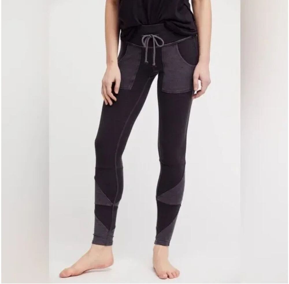 FP FREE PEOPLE MOVEMENT Acid Washed Black Grey Kyoto Leggings Sweats Pants S